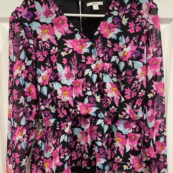 Bar III Floral-Print Peplum-Hem Top size M - Picture 2 of 7